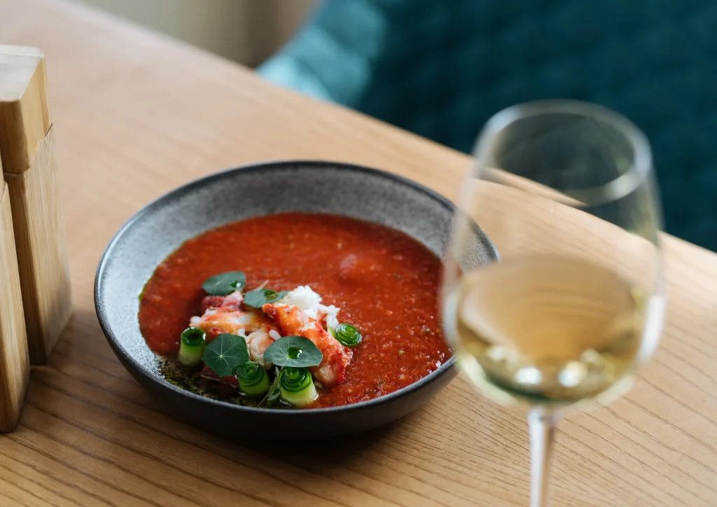 Bloody Mary Mix Shipwreck Shrimp Gazpacho Served for Dinner